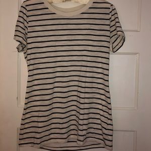 white and black striped short sleeve
